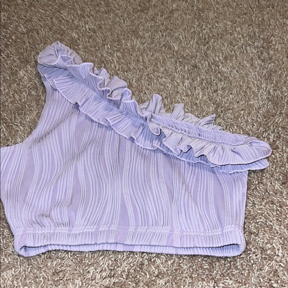 Lavender Ruffle One-Shoulder Top